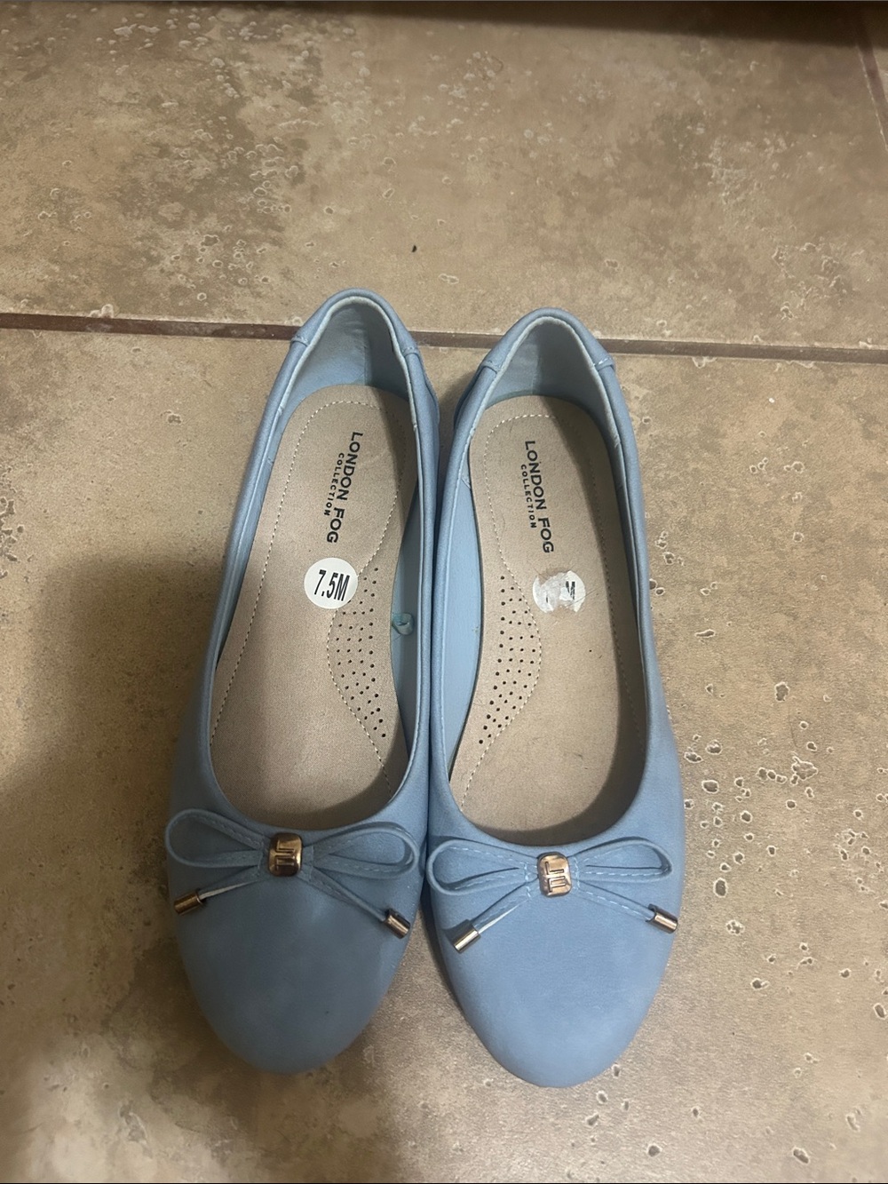 London Fog Powder Blue Bow Ballet Flats
